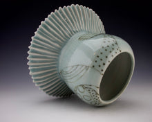 Load image into Gallery viewer, Carved Celedon Skirt Vase