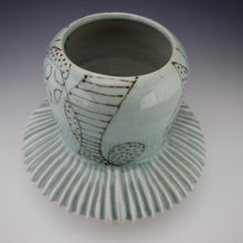 Load image into Gallery viewer, Carved Celedon Skirt Vase