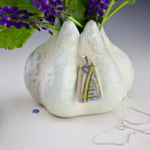 Load image into Gallery viewer, Incised Porcelain Pendant with Green and Blue