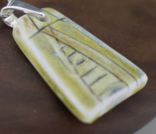 Load image into Gallery viewer, Incised Porcelain Pendant with Green