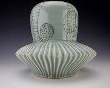 Load image into Gallery viewer, Carved Celedon Skirt Vase