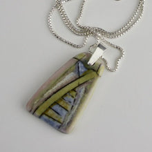 Load image into Gallery viewer, Incised Porcelain Pendant with Green and Blue
