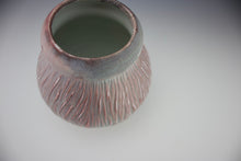 Load image into Gallery viewer, Carved Vase - Salt fired - Smokey pinks, reds and purples