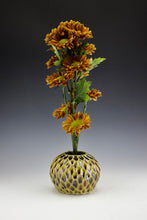 Load image into Gallery viewer, Pod Vase -Carved Facets - Salt Fired Amber Celedon