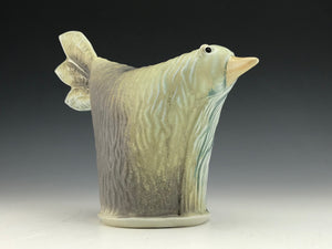 Bird Vase - Large - Stoney Blues and Browns, Feathery Pattern- Porcelain