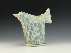 Bird Vase - Large - Stoney Blues and Browns, Feathery Pattern- Porcelain