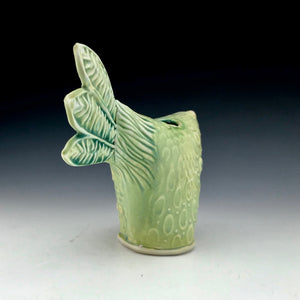 Bird Vase -Green Matte Glaze - Salt Fired Porcelain