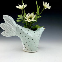 Load image into Gallery viewer, Bird Vase - White  with Black Dots - Salt Fired Porcelain