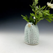 Load image into Gallery viewer, Bird Vase - White  with Black Dots - Salt Fired Porcelain