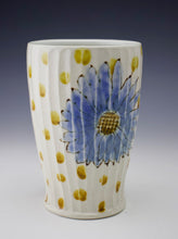 Load image into Gallery viewer, Carved and Painted  - Blue Flower Tumbler w/Dots