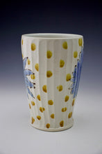 Load image into Gallery viewer, Carved and Painted  - Blue Flower Tumbler w/Dots
