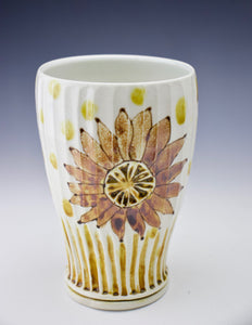 Carved and Painted  - Cinnamon Flower Tumbler w/Dots