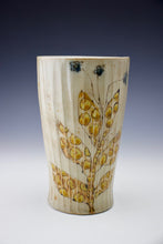 Load image into Gallery viewer, Tumbler - Carved &amp;  Decorated - Leaf, Dots &amp; Blue Flower