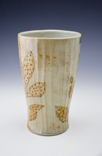 Load image into Gallery viewer, Tumbler - Carved &amp;  Decorated - Leaf, Dots &amp; Blue Flower