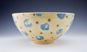 Botanical and Dots -Serving Bowl - Salt Fired Porcelain