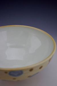 Botanical and Dots -Serving Bowl - Salt Fired Porcelain