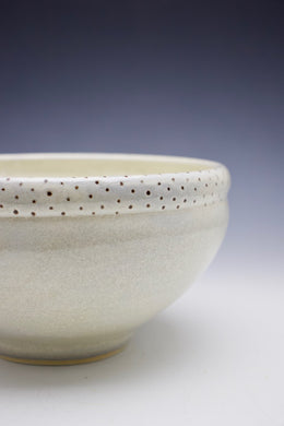 Serving Bowl - Cream Speckle Glaze on Porcelain- Dotted Rim