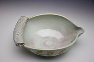 Small Batter Bowl - Blushing Pinks - Porcelain Meandering Vine & Dots -  Salt Fired -Checkered Bottom