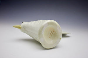 Bird Vase - Winter White with dots - Salt Fired Porcelain