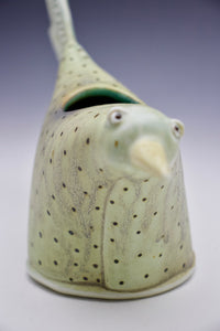 Bird Vase - Special Glaze Effects and Dots - Salt Fired Porcelain