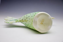 Load image into Gallery viewer, Bird Vase - Green with Dots - Salt Fired Porcelain