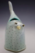 Load image into Gallery viewer, Bird Vase - Green with Dots - Salt Fired Porcelain