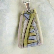 Load image into Gallery viewer, Incised Porcelain Pendant with Green and Blue