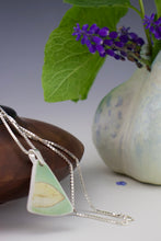 Load image into Gallery viewer, Leaf Pendant in Aqua, Bone &amp; White