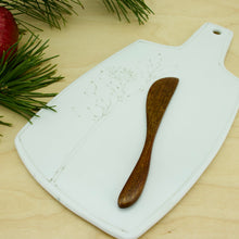 Load image into Gallery viewer, Porcelain Server -Flower Drawing -Matte White Glaze - with Wooden Knife
