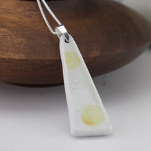 Load image into Gallery viewer, Long Drop Dot Pendant -Yellow &amp; White - reversible.