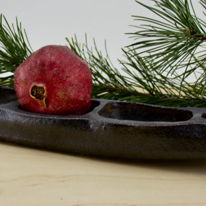 Contemporary Serving Tray- Salt Fired Black Stoneware - Glazed interior